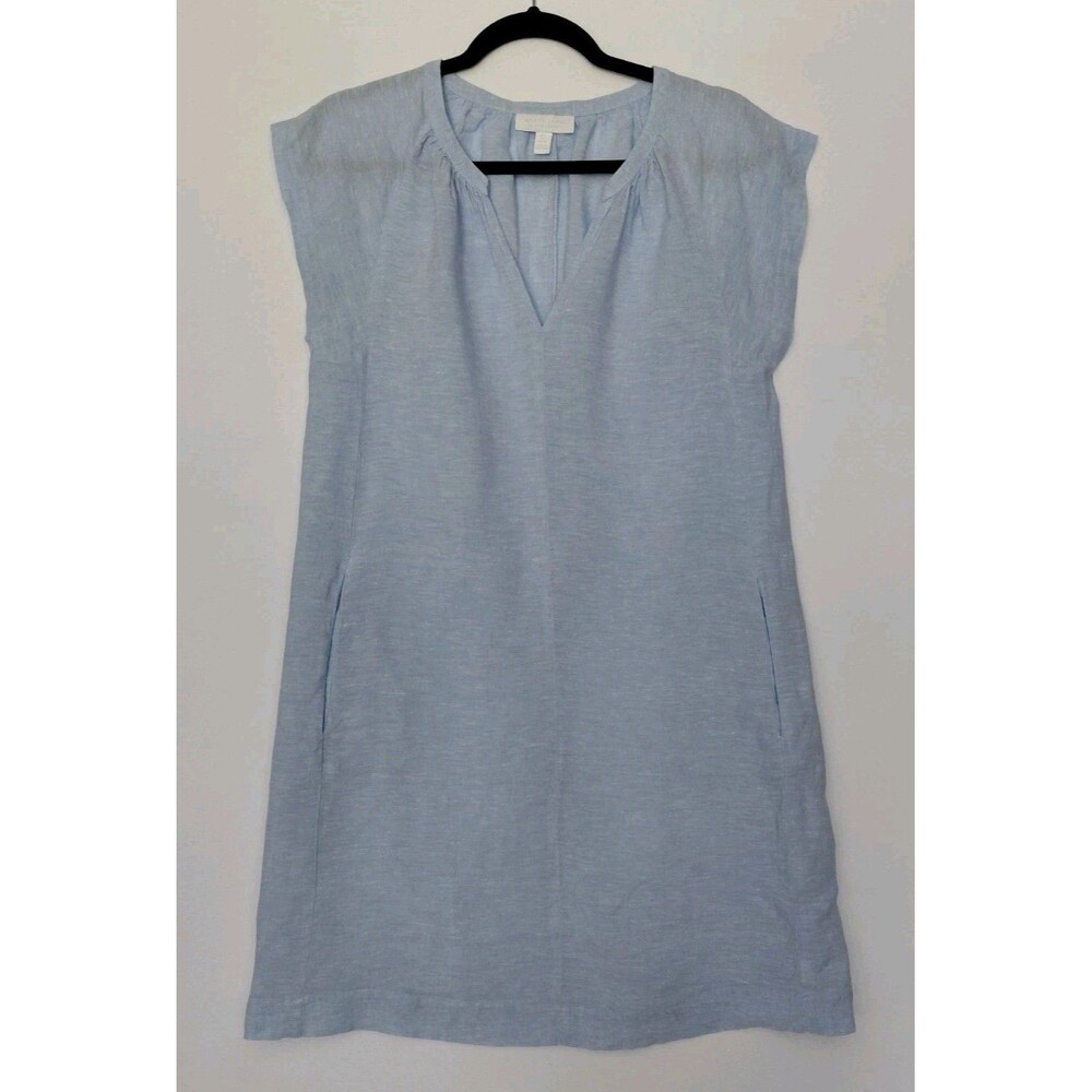 White Label The White Company Light Blue Linen Oversized Dress w/Pockets Size 4